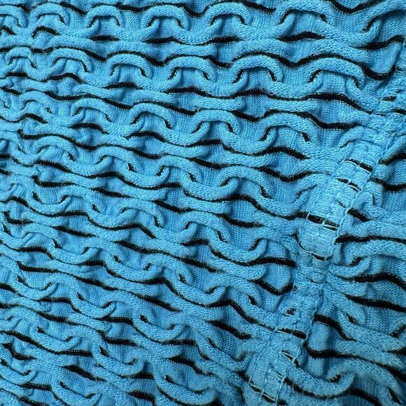 Color Me Cotton Top Women Medium Blue Textured Knit Tank Made in USA Art to Wear - Picture 4 of 9